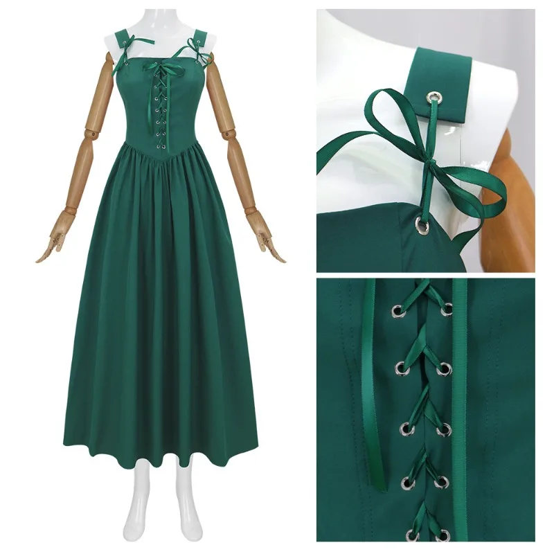 

Medieval Dress Halloween Punk Gothic Corset Dress Women Vintage Square Neck Ruched Ruffles Cap Sleeve High Waist Party Dresses