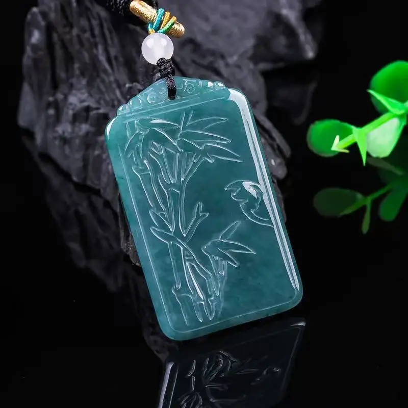 Natural A-grade Jadeite Pendant with Bamboo Knot Design for Success and Progression 3
