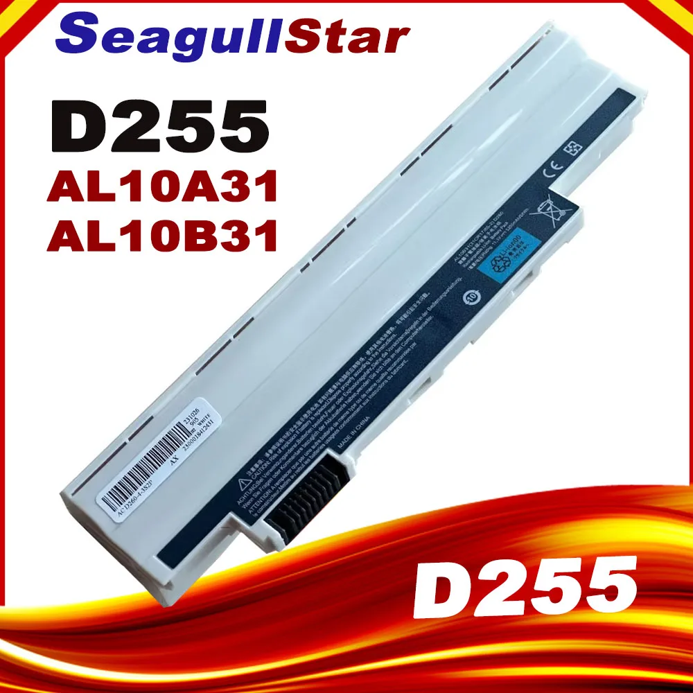Batería blanca para portátil Acer Aspire One 722 AO722 D255 D257 D257E AL10A31 AL10G31 Netbook D260 D270 Happy, Chrome AC700 AL10B31