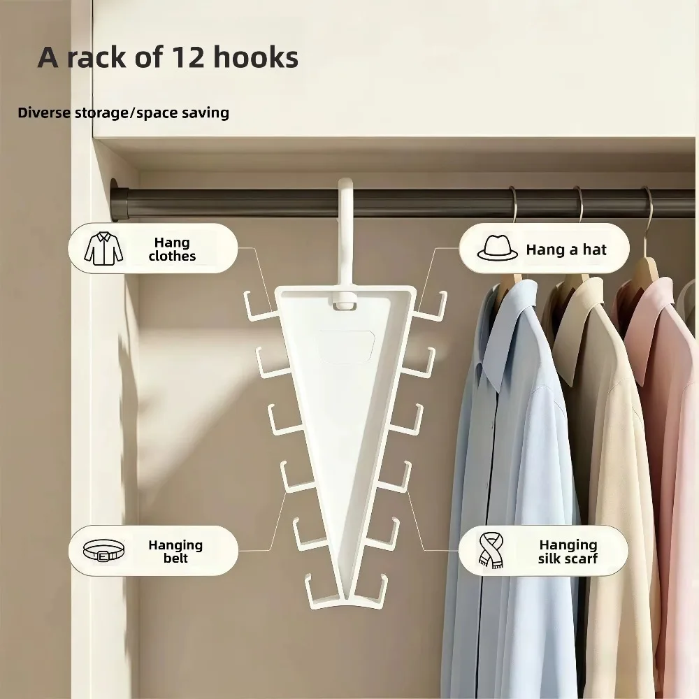 V Shaped Space Saving Hanger 12 Hooks Clothes Organizer Vertical Closet Storage Rack for Bedroom Wardrobe Hat Belt Scarf