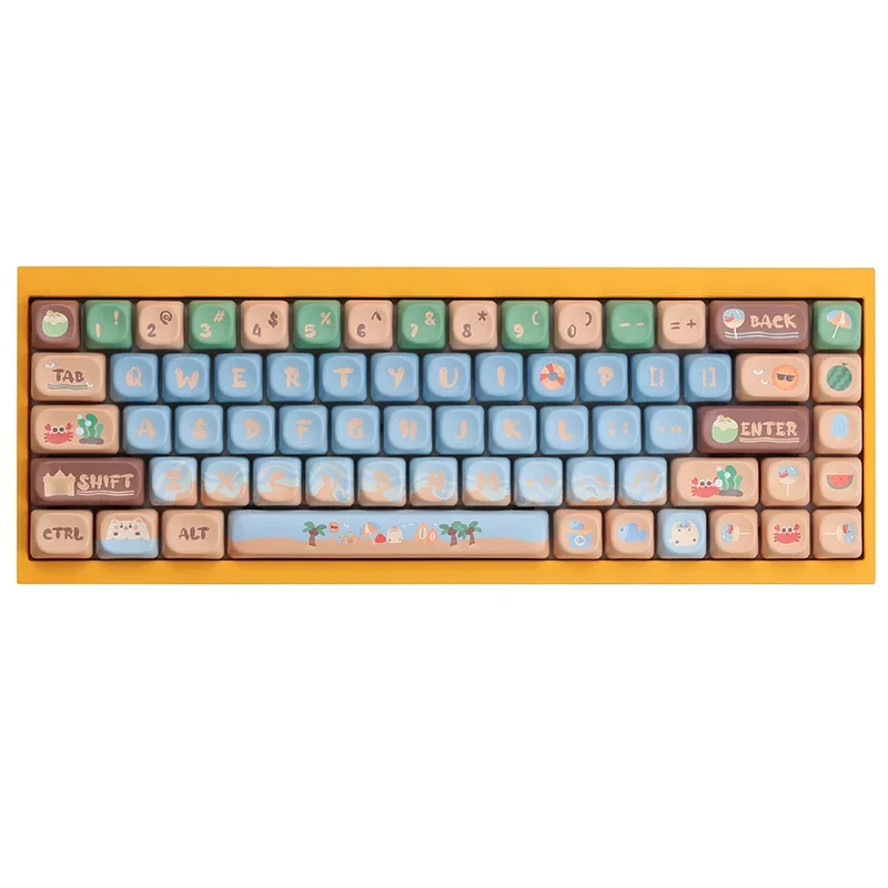 Custom mechanical keyboard PBT material moa highly sublimated process, beach coconut keycaps