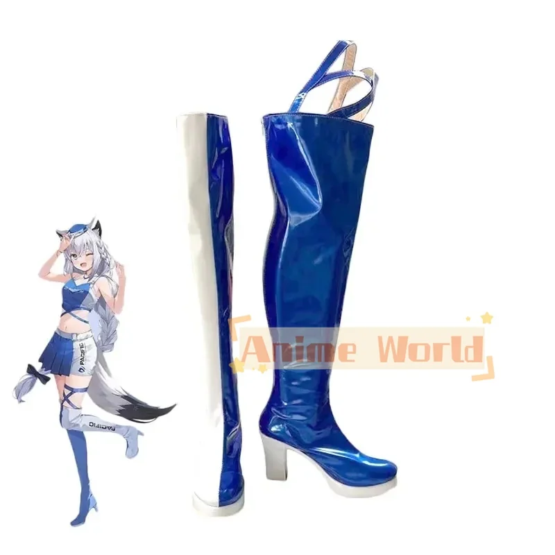 

Shirakami Fubuki Cosplay Shoes Halloween Carnival Boots PU Leather Shoes Vtuber Cosplay Props Custom Made