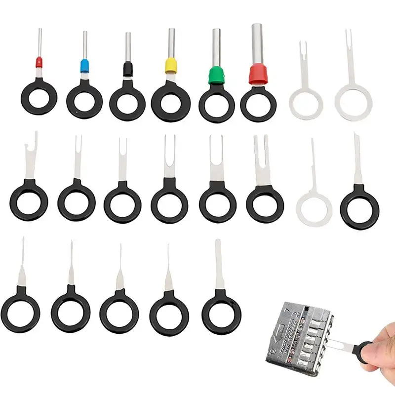 21pcs Automotive Wiring Harness Pin Remover Terminal Pin Removal Tool Kit Pin Connector Puller Terminal Ejector Depinning Tool