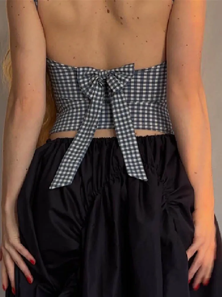 سترة صيفية غير رسمية لعام 2025 ملابس شارع منقوشة على الموضة الكورية سترة خلفية مكثفة على شكل فراشة مطبوعة بدون أكمام قطع علوية ضيقة على الموضة #6