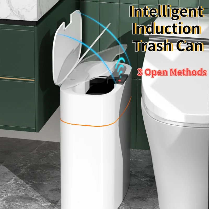 

Smart Trash Can Sensor Kitchen Trash Bin With Lid Household Bedroom Bathroom Narrow Gap Waste Garbage Bin