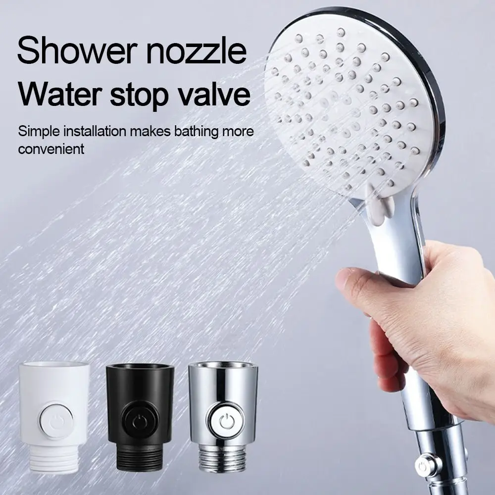 Plastic Shower Head Arm Diverter Flow Limiter One-Button Water Stop Valve Water Pressure Control Sprayer Shut-Off Switch