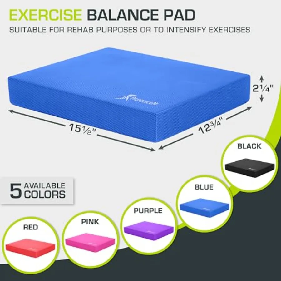 Exercise Balance Pad, Non-Slip Cushioned Foam Mat and Knee Pad for Fitness and Stability Training, Yoga, Physical Therapy