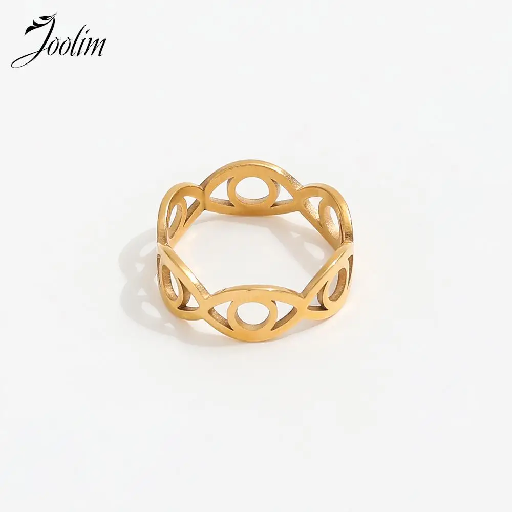 Joolim Jewelry High End PVD Wholesale NO Fade Fashion Hollow Eyelet Stainless Steel Ring for Women