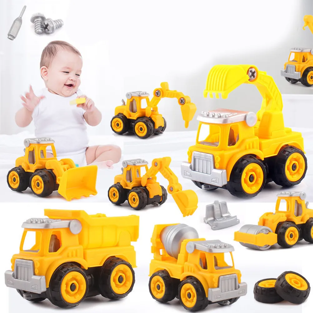 

4Pcs DIY Disassembly Engineering Car Creative Excavator Set Kids Educational Auto Assembly Early Learning Truck Simulation Play