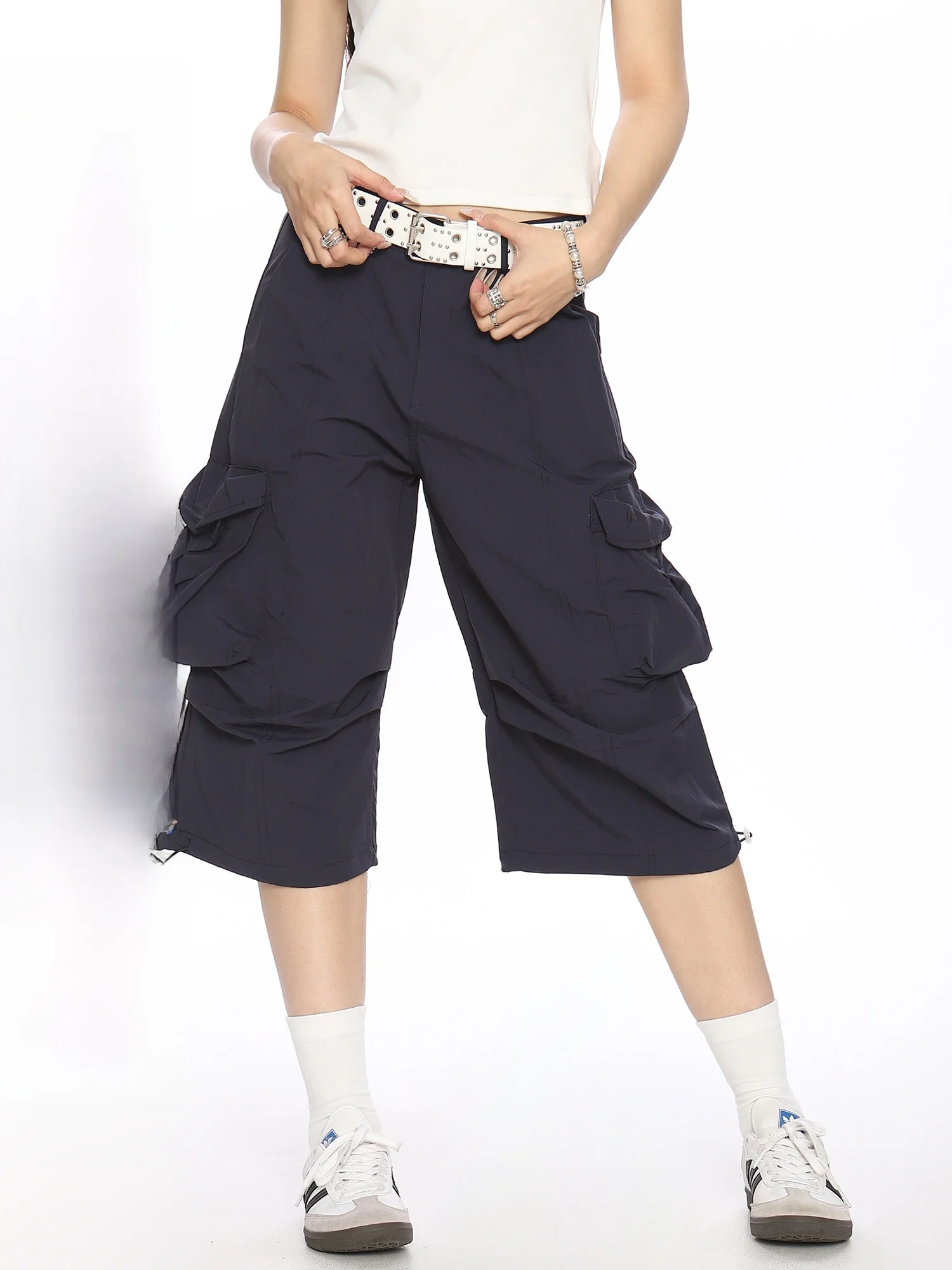 

Американские повседневные рабочие брюки-кюлоты с плиссировкой, свободного прямого кроя, с широкими штанинами и карманами, для поездок на работу