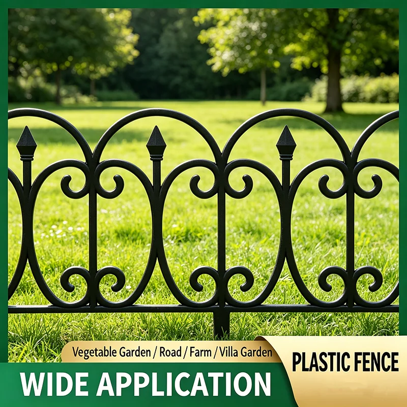 Green Plastic Garden Fence Interlocking Arched Flower Bed Edging Stake-in Decorative Yard Border Lawn Plant Barrier