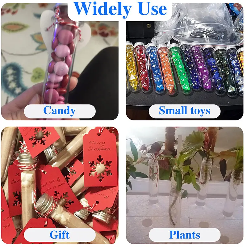 20Pcs 30ml Plastic Test Tubes with Screw Caps Transparent Candy Storage Cases Data Cable Storage Tube