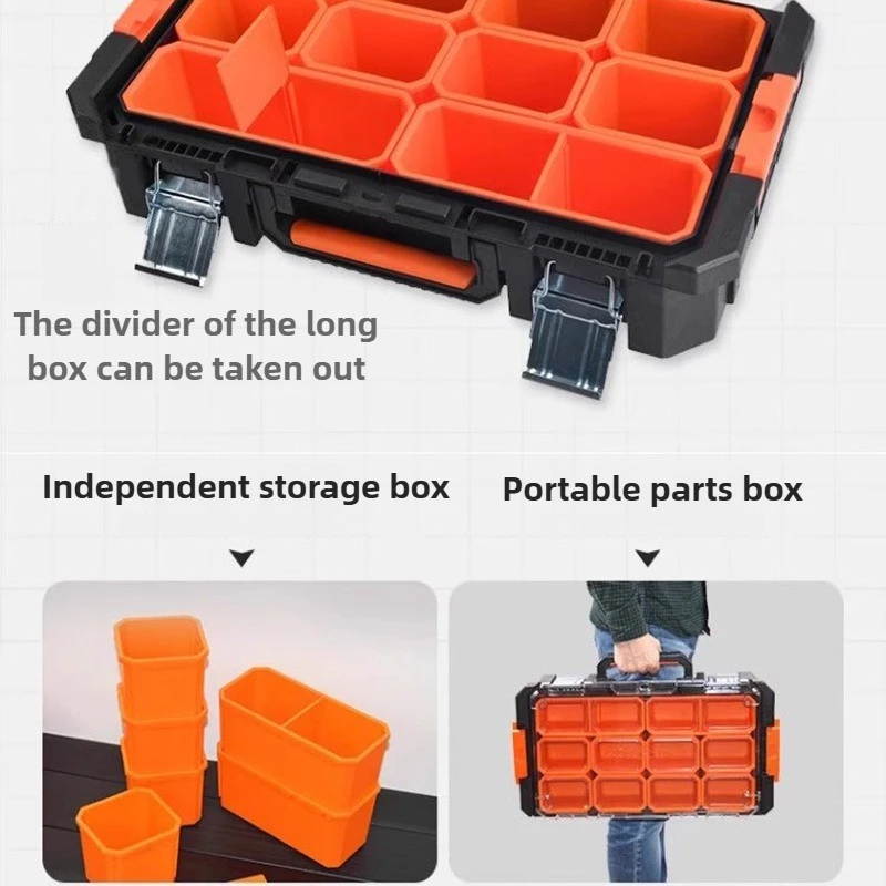 Stacked Toolbox Parts Screw Tools Storage Case Multi-grid Hardware Electronic Components Storage Box Portable Tools Organizer