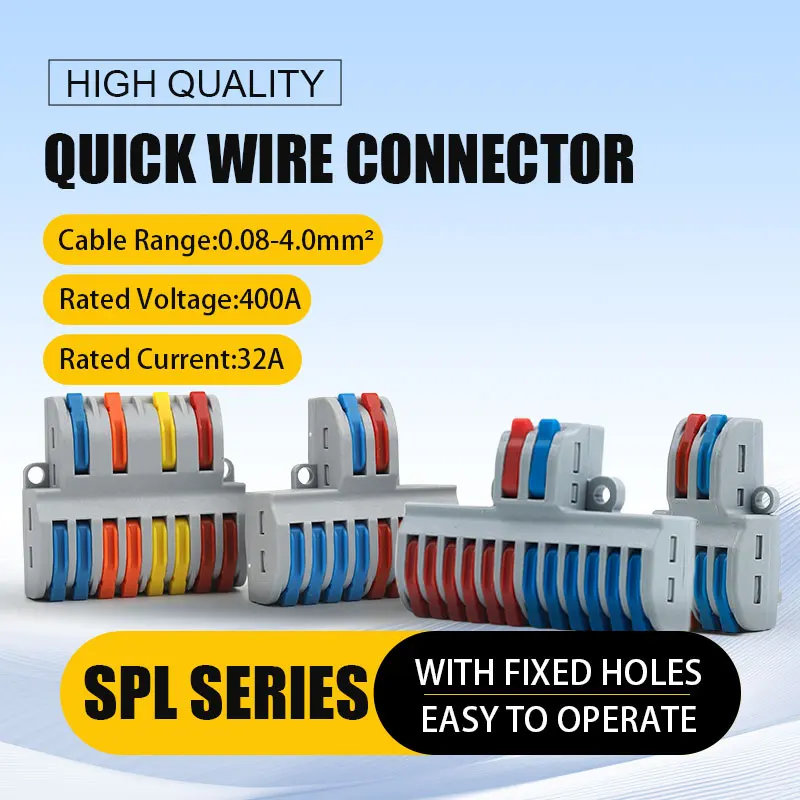 10PCS Mini Fast Wire Connector Universal Wiring Cable Connectors Push-in Conductor Terminal Block SPL Lever Connector