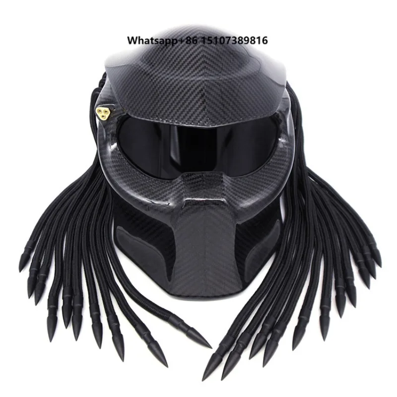 New Ruihai Carbon Fiber Black Predator Full Face Motorcycle Helmet WJ1500 Model Personalized High-grade Retro Halley 1 Year