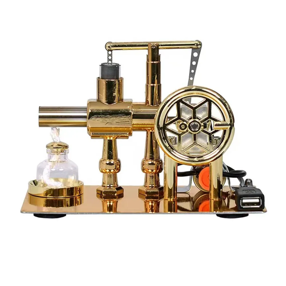 Stirling Engine Hot Air Single Cylinder Stirling Engine Dual Cylinder Model Single Cylinder Stirling Engine Toy LED Bulb