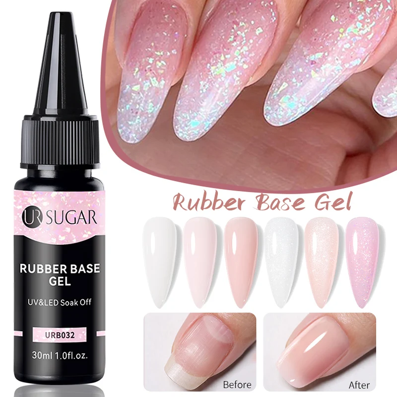 UR SUGAR 30ml Reflective Rubber Base Gel Refill Supplier Sequins Gel Varnish Glitter Semi Permanent UV Gel Profession Hybrid Gel