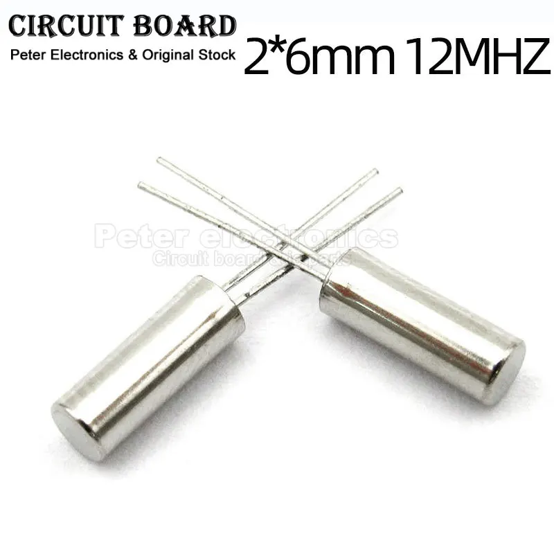 10PCS Crystal Oscillator 12M Cylindrical Type 2*6mm 12MHz Quartz Crystal Passive Crystal Oscillator