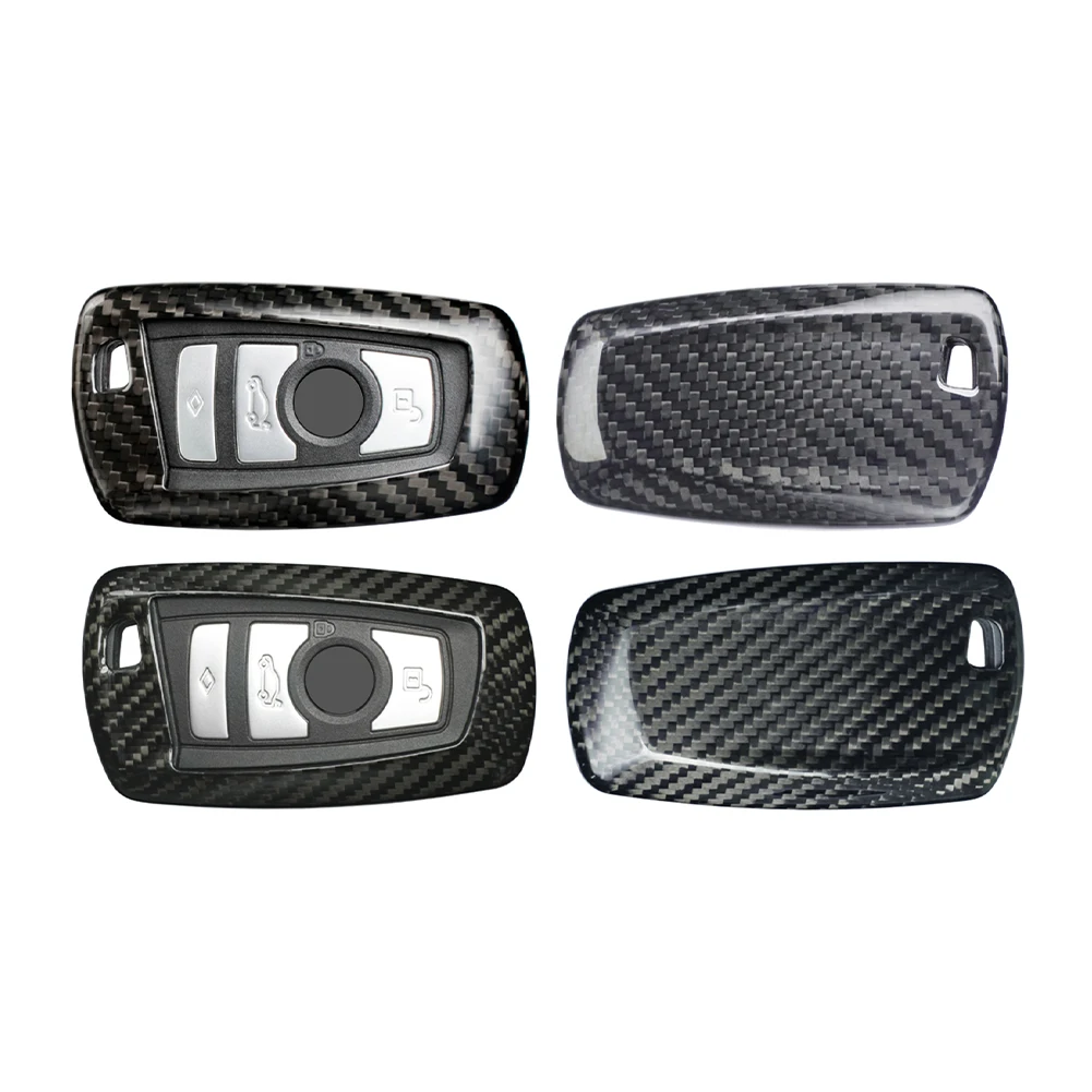 Accessories Black Carbon Fiber Car Remote Key Fob Shell Holder Cover Replacement For BMW 1 3 4 5 7 Series X3