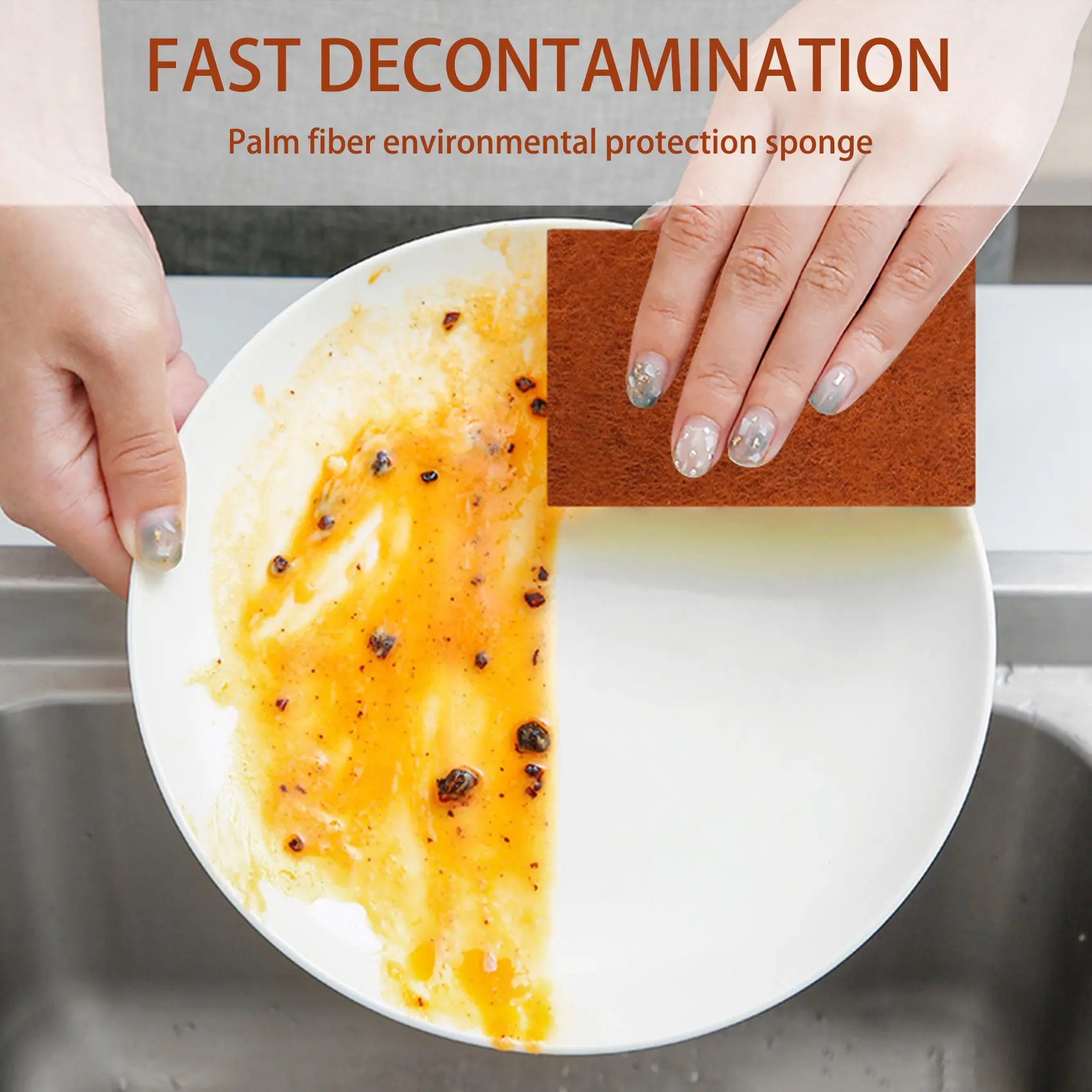 16 عبوة من إسفنجة، وسادة تنظيف إسفنجية قابلة للتحلل وقابلة للتحلل البيئي، إسفنجة صديقة للبيئة من ألياف النخيل لتنظيف أطباق المطبخ