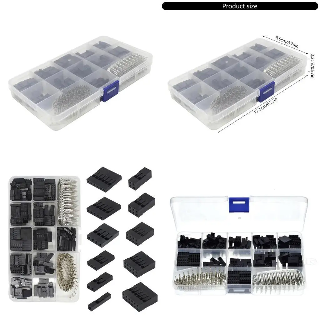 

652F 620Pcs 2.54MM Wire Jumper Pin Header Connector Housing Male/Female Housing Pin Header Crimp Terminals Adapter