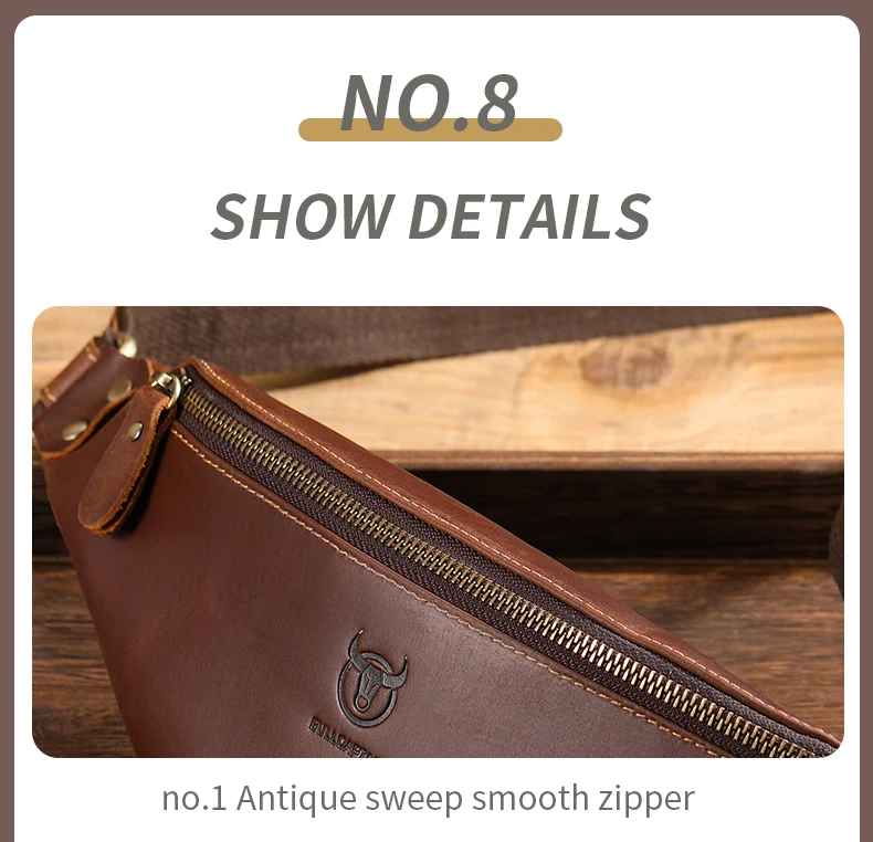 BULLCAPTAIN Herren-Gürteltasche aus Crazy Horse-Leder, klassische Retro-Umhängetasche, Aufbewahrung im Freien, Bergsteigen, Handytasche – Detail 9