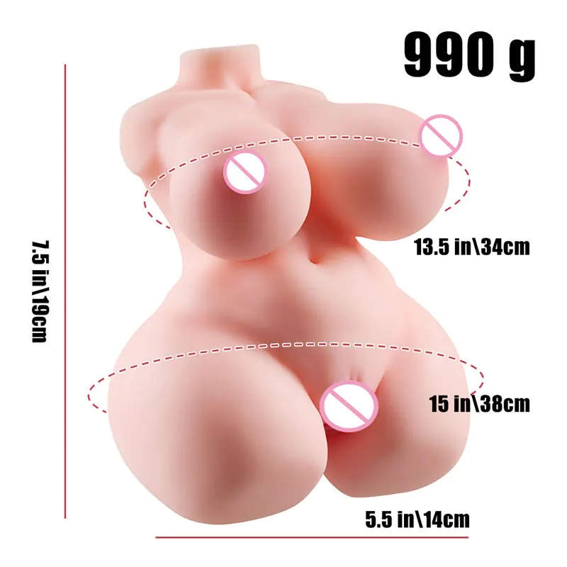 0.99kg Lifelike Adult Sex Doll Male Masturbator 3 in 1 Female Love Doll 3D Realistic Torso Sex Dolls with Pussy Ass Boobs