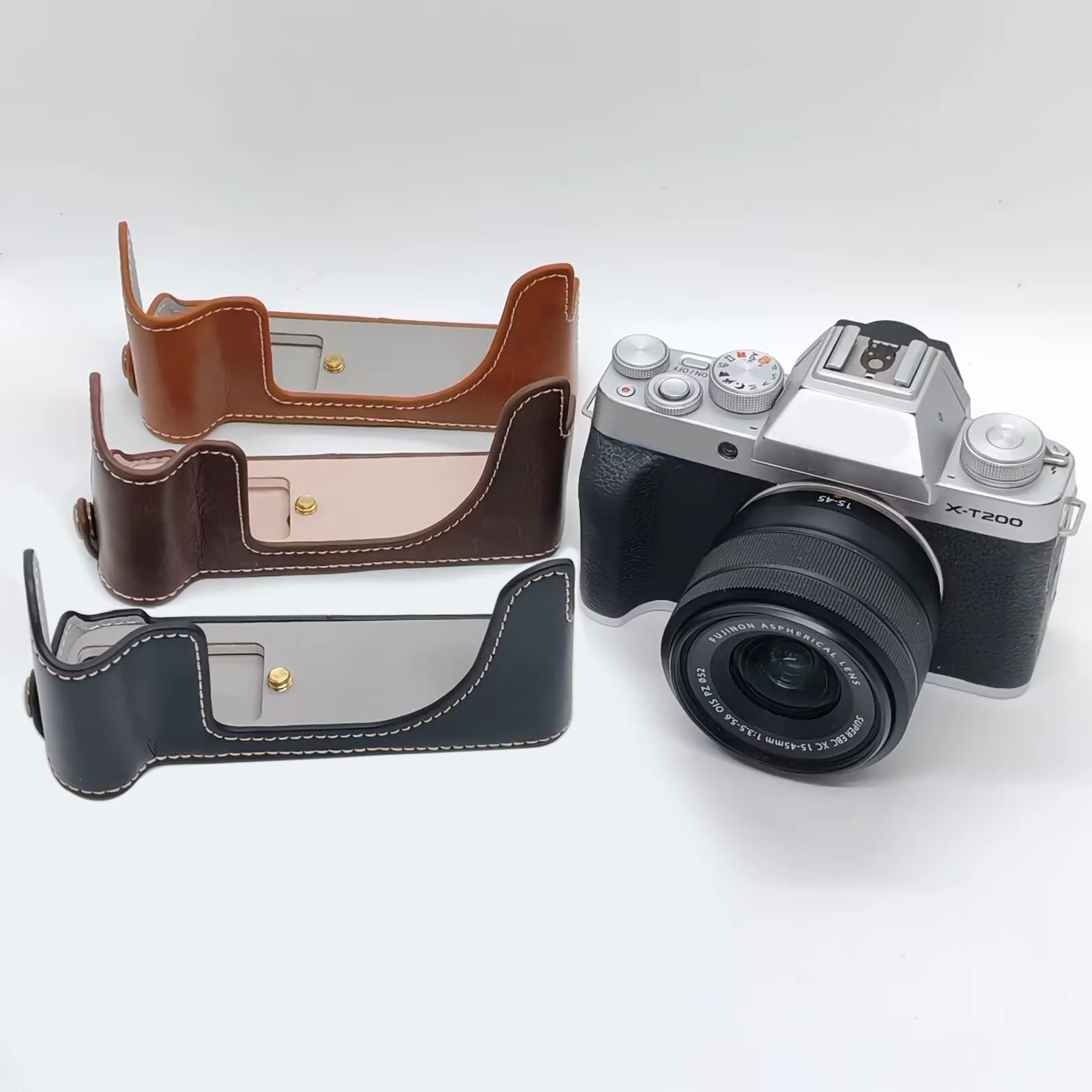 Leather Half case Grip for Fuji X-T200 Camera Fujifilm XT200