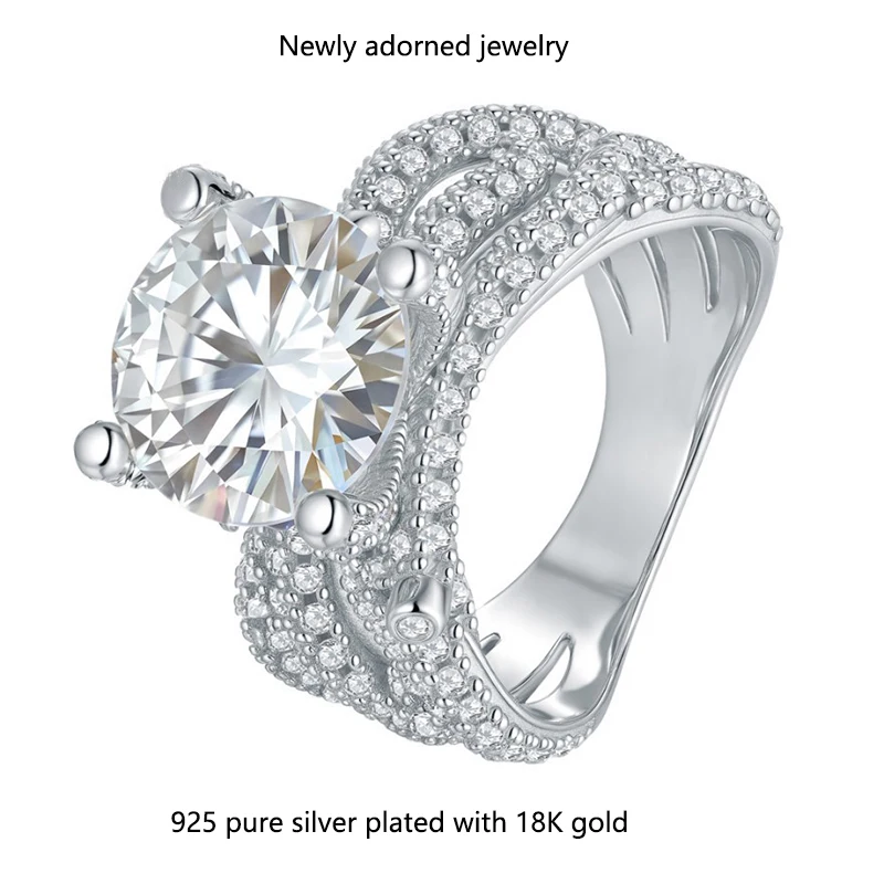 

Роскошное серебряное женское кольцо S925 с муассанитом и вечным обещанием, закрытый дизайн, 5 карат, оптовая продажа с фабрики, оптовая продажа