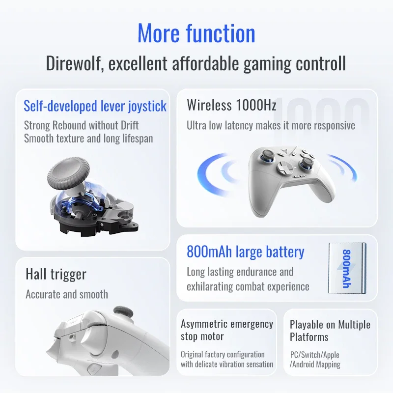Flydigi Direwolf 3 Gamepad وحدة تحكم ألعاب بلوتوث لاسلكية تدعم NS PC TV iOS Android Lever Joystick مقبض اللعبة