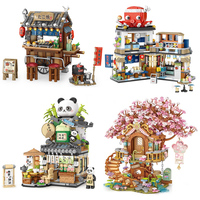 Mini city Street view Architectural landscape model Creative folding blocks toy Takoyaki Shop Coffee shop Christmas gift