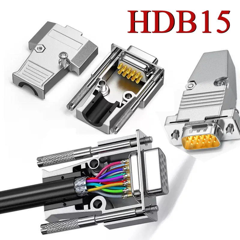 HDB15 Soldering Head Connector Pure Copper Gold-plated 3Rows DB15Pin Plugs Computer Monitor Projector VGA Male Female Joints