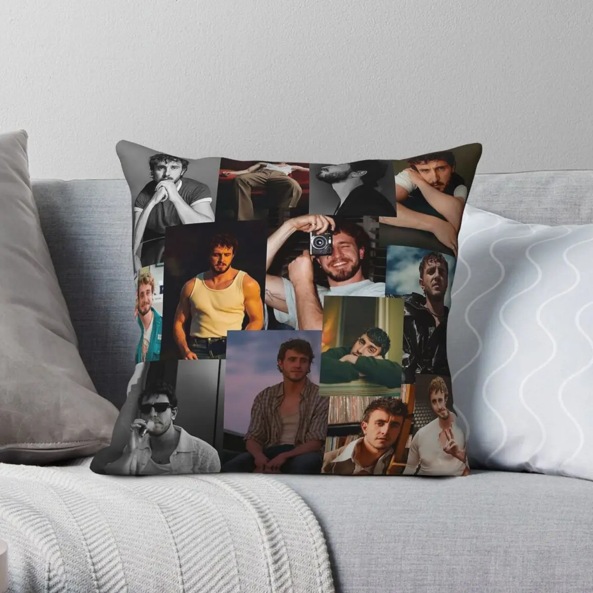 

Paul Mescal Collage Square Pillowcase Polyester Linen Velvet Pattern Zip Decorative Sofa Seater Cushion Case 45x45