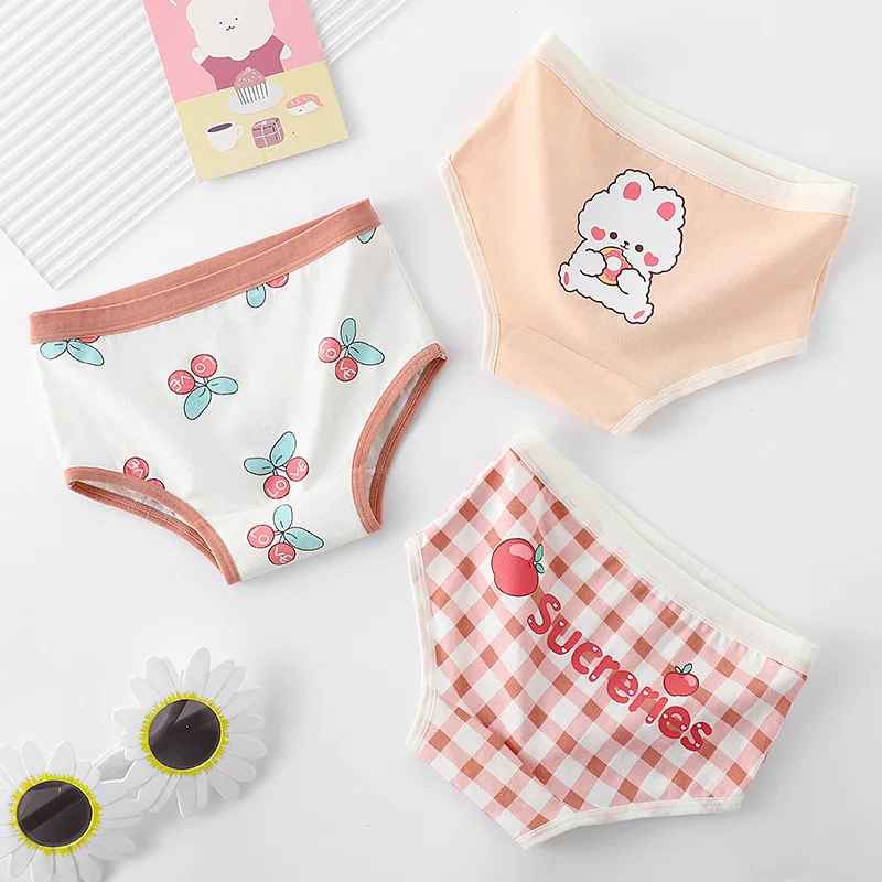 3pcs Girls Underwear 2-14 Year Old Student Cartoon Underwear Pure Cotton Children Underwear Little Girl Triangle Underwear