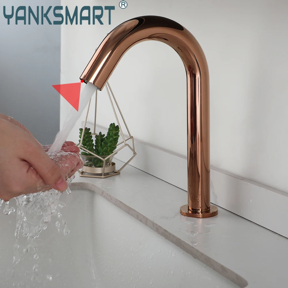 

YANKSMART Automatic Touch Free Bathroom Faucet Hot and Cold Basin Sink Sensor Faucets Saving Inductive Electric Mixer Water Tap