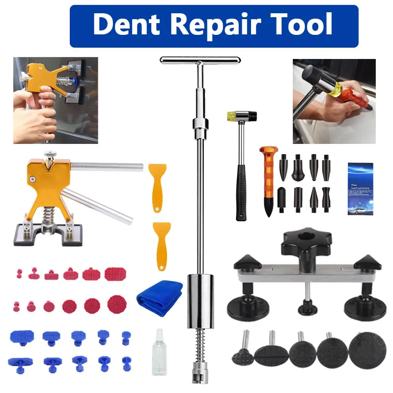 자동차 문짝 덴트 수리 도구, 여러 가지 스타일 덴트 리무버, 페인트 프리 수리 도구, 차체 제거, 소형 덴트 수리 해머 세트