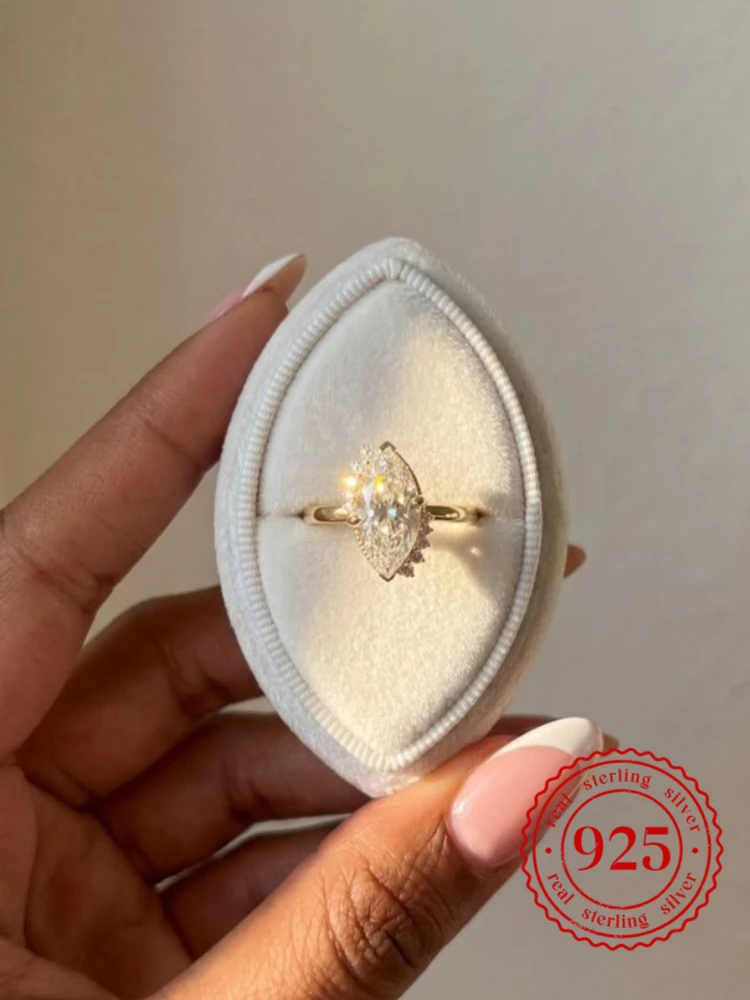 

925 Sterling Silver Fashion Personality Marquise Zircon Ring For Women Anniversary Wedding Simple High Quality Fine Jewelry