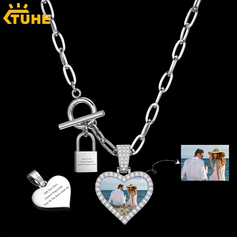 

Custom Photo Pendant Necklaces For Women Heart Memory Medallions Customized Jewelry Christmas Gift