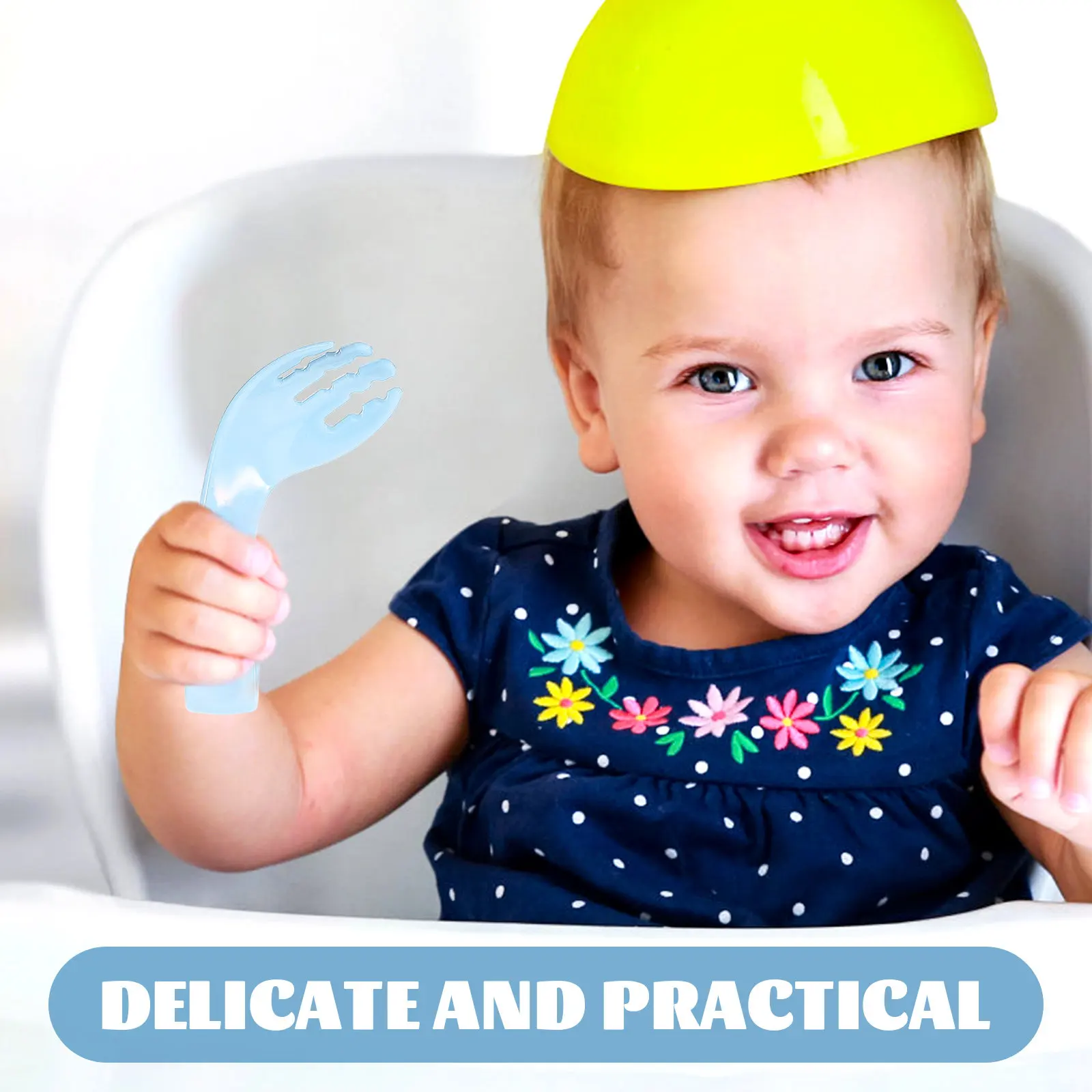 

1Set Feeding Spoon Fork Set Baby Training Tableware Safe High Temperature Resistant PP Material Baby -Feeding