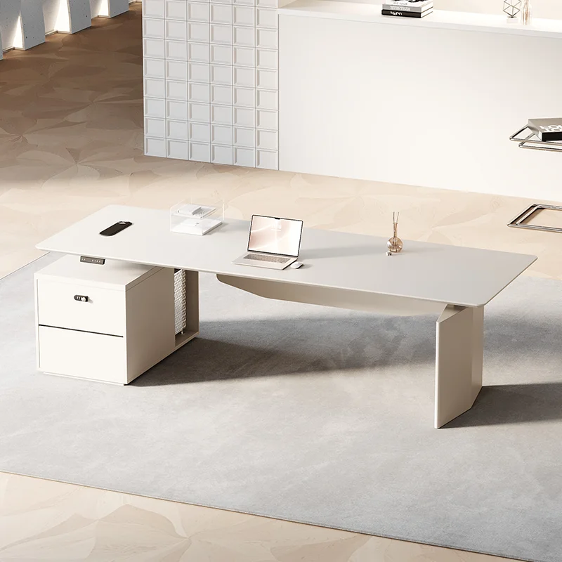 *Intelligent Lifting Executive Table Set Multi-Size Plain Matte Office Desk with Matching Chair for Luxury Leadership Room Decor