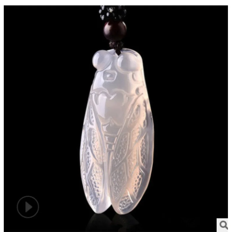 Natural Agate Chalcedony Knows Jade Cicada Pendant Men's and Women's Jade Necklace Wholesale