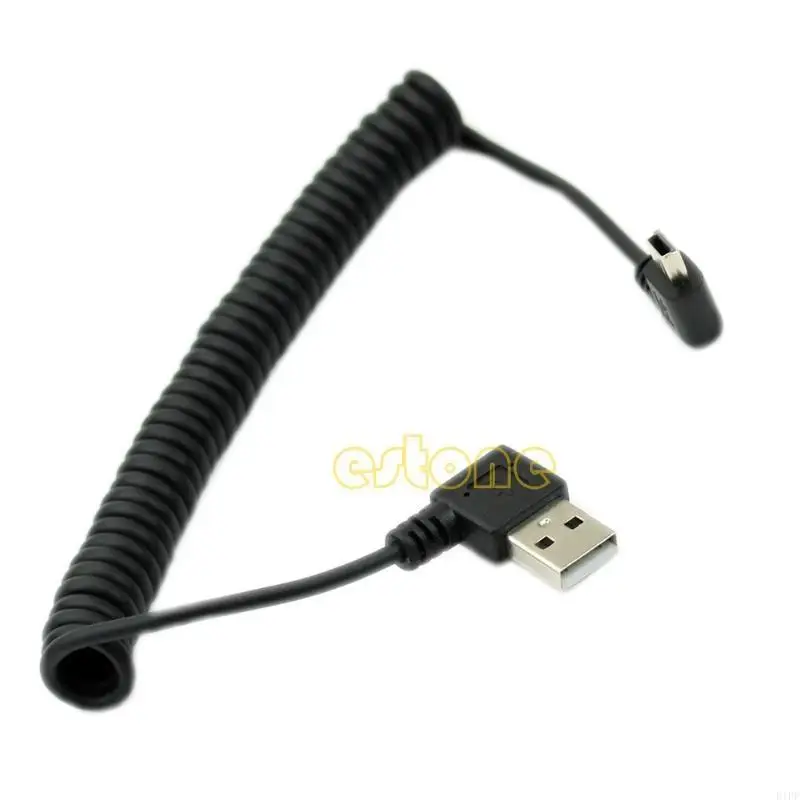 E1PF Spring USB 2.0 A Male to Mini USB B Coiled 5 Pin Adaptor Digital USB