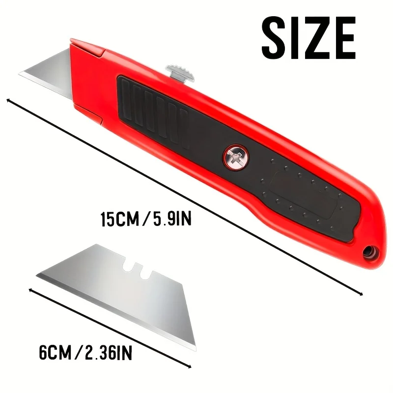 DIYSELF 4 Pack Box Cutter Retractable, Heavy Duty Box Knife with 10 Extra Utility Blades, Comfortable Utility Knife Retractable