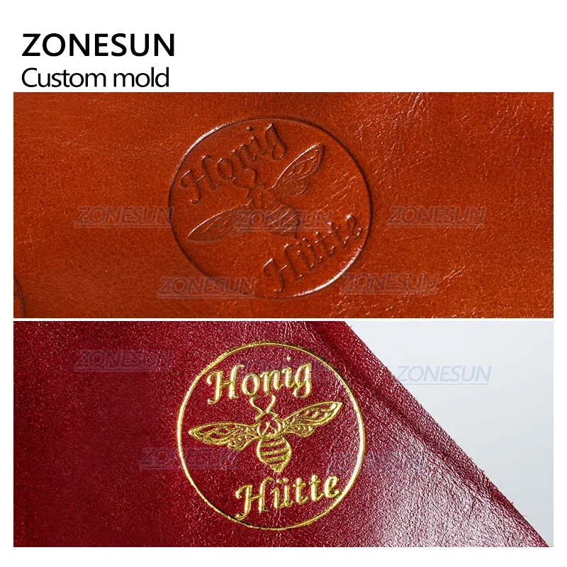 ZONESUN Customize Logo Metal Hot Brass Stamp Iron Mold Personalized Mold heating on Wood Leather cake stamp iron