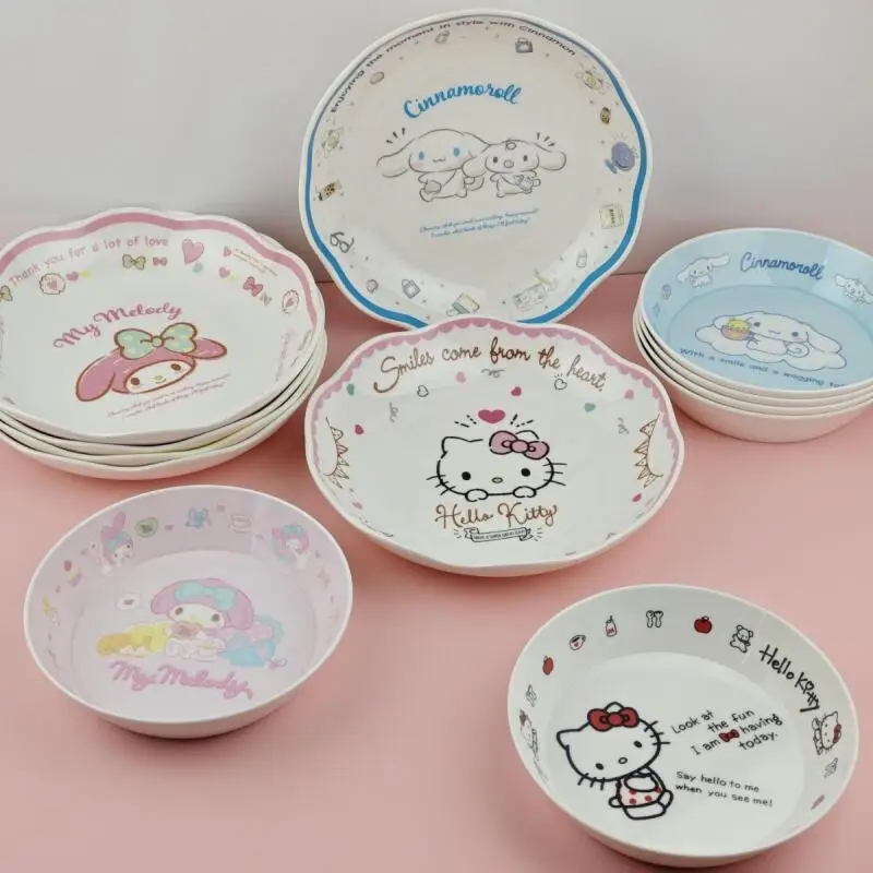 

Sanrio Hello Kitty My Melody Cinnamoroll Plate Hit Product New Product Kawaii Cartoon Anime Portable Adult Student Child Cute