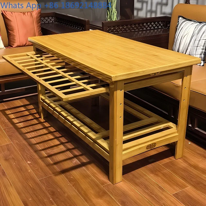 Table for Home Use, Foldable Winter Simple Kang Table, New Style Solid Wood Rectangular Heating Table, Heating Rack
