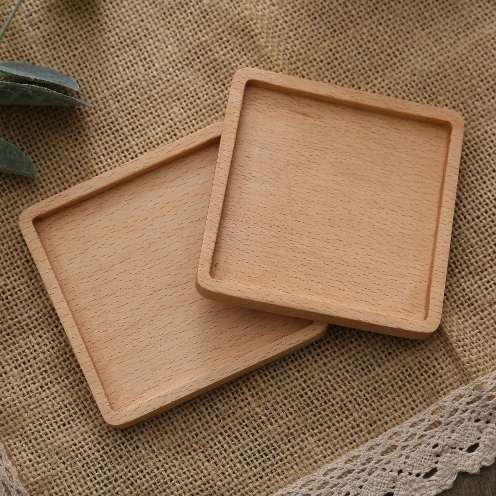 

New Wood Coasters Durable Heat Resistant 8.8cm Placemats Square Round Drink Mat