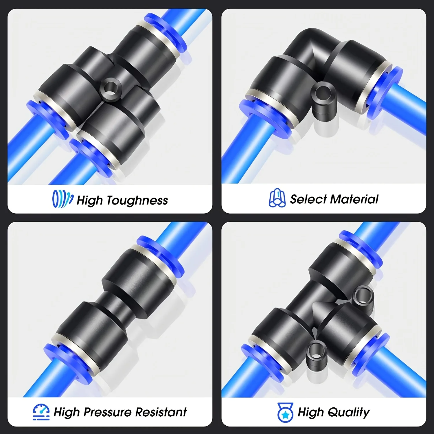 10m (32.8ft) Polyurethane Air Hose Kit - Universal Quick-Release Metal/PVC Connectors, Foldable Leak-Proof No Assembly Required