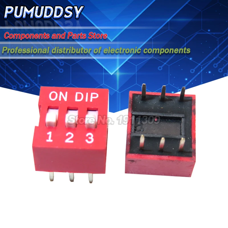 10PCS Slide Type Switch Module 3 Bit 2.54mm 1 Position Way DIP Red Pitch NEW