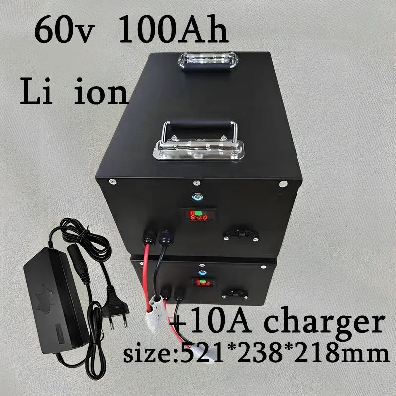 60V 100Ah Li-ion Battery with BMS & 10A Charger for Electric Forklift Scooter AGV Sweeper Sightseeing Car Power Solution